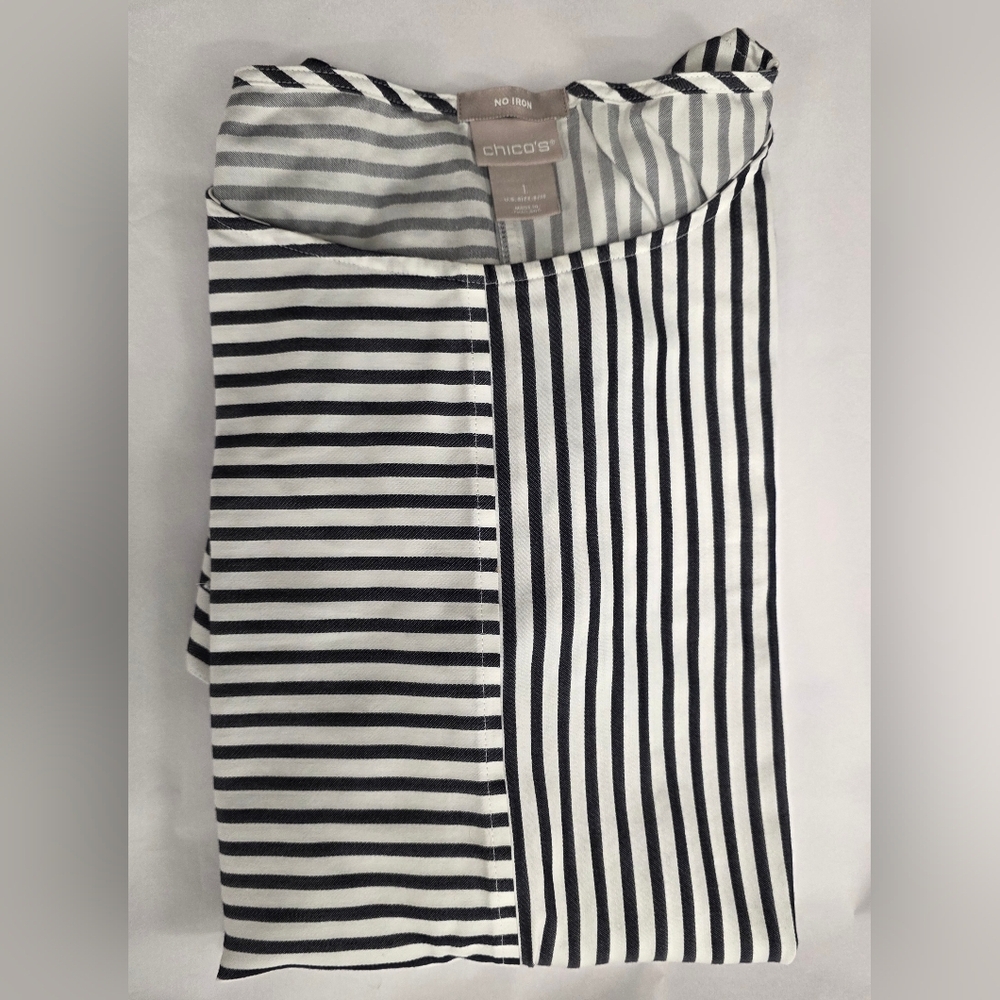 Chico’s Mixed Stripe Pullover Top Size 1 / Small Medium